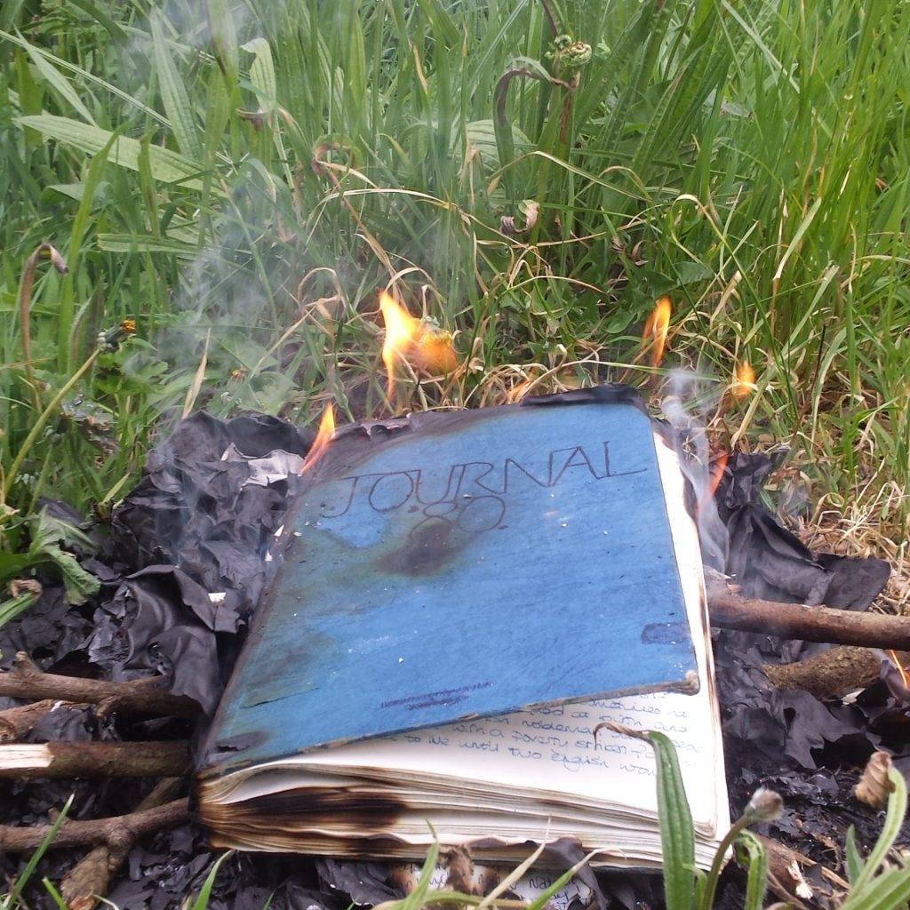 photo of diary burning